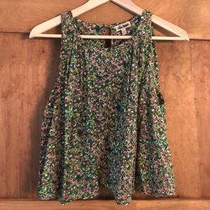 Oats +fawn ditsy great floral tank top size S